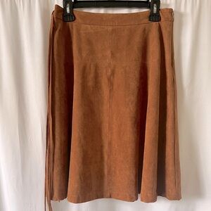 Octavia Faux Suede A-Line Brown Skirt with Ties, M